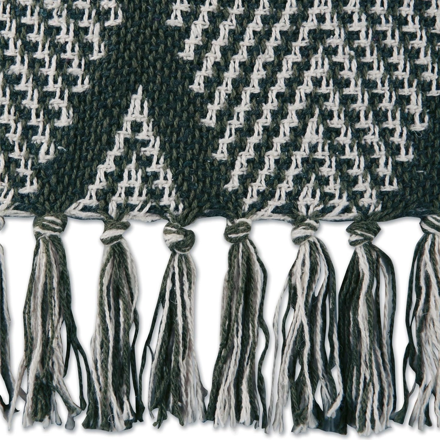 DII Diamond Throw Collection Fringed Woven Cotton Blanket, 50x60, Olive Green