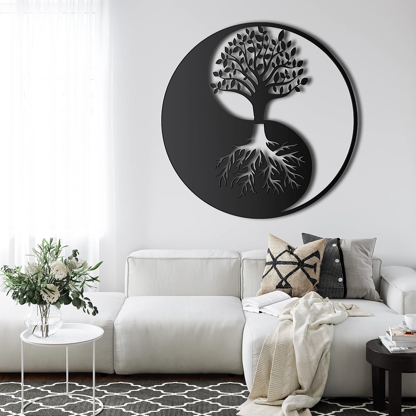 Metal Wall Decor, Tree Of Life Ying Yang, Wall Sign, Metal Wall Art, Interior Decoration, Indoor Outdoor Hangings (*18"W x 18"H / 45x45cm)