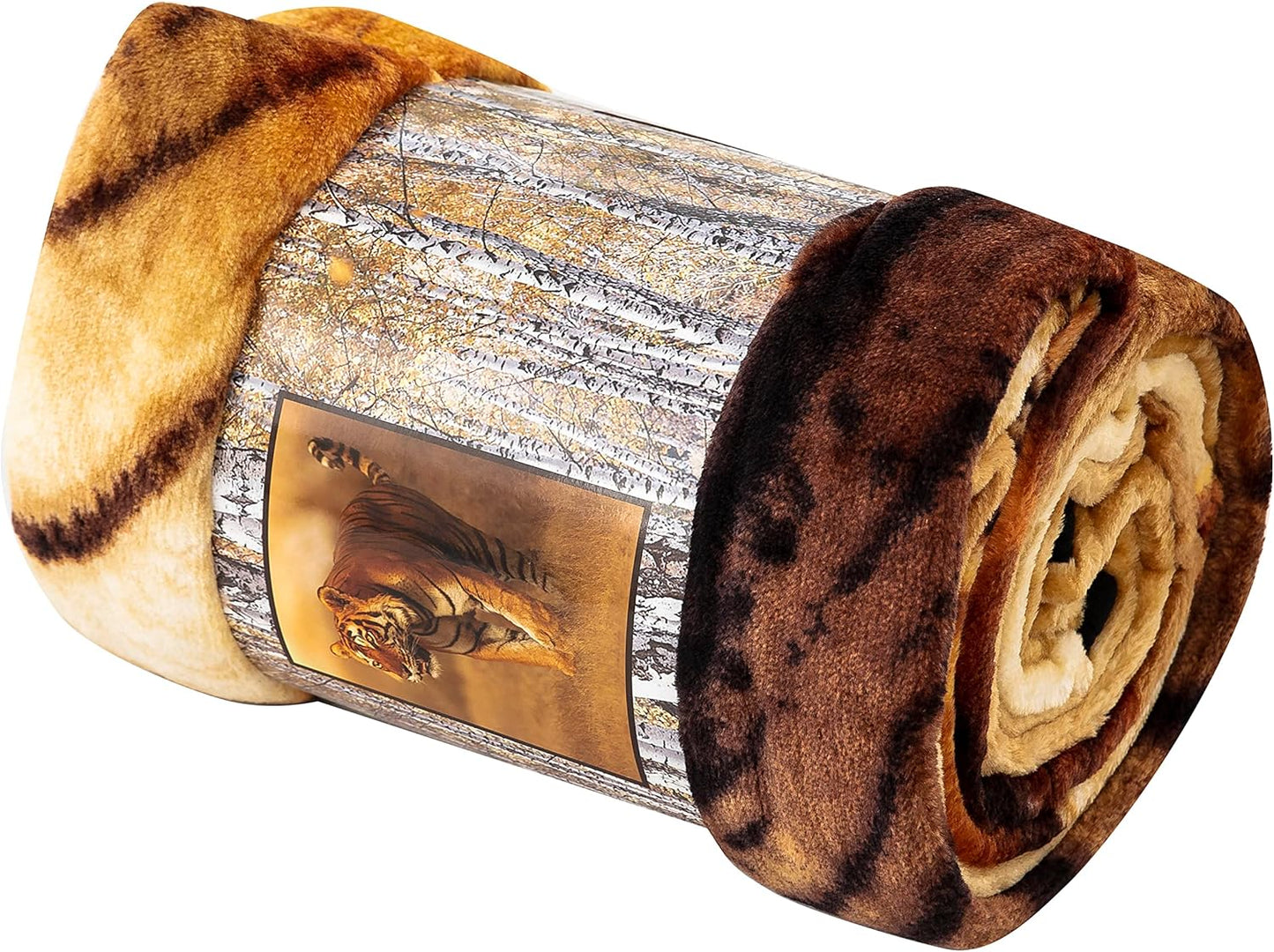 Northwest Wild Heritage Raschel Throw Blanket, 60" x 80", Savanna Tiger