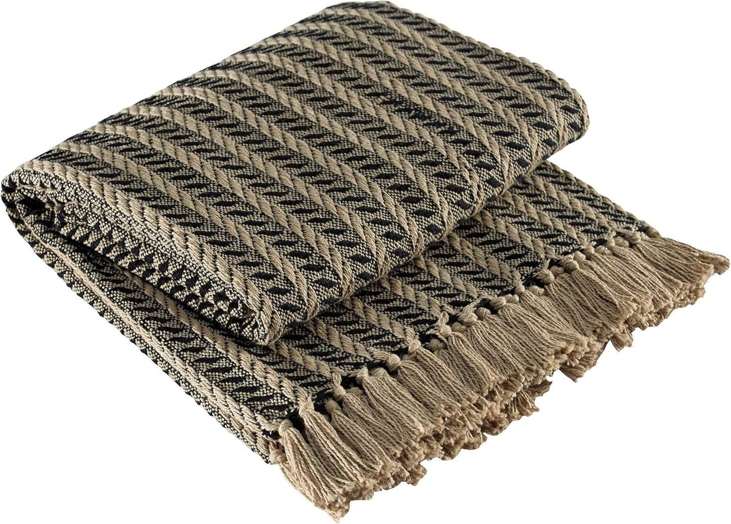 Park Designs Cable Throw Blanket Black & Tan | 50" x 60" Soft Cotton Knit | Cozy Boho Throw Blanket for Couch, Bed & Travel | Lightweight Decorative Home Décor Accent | Small Spring Plush Blanket