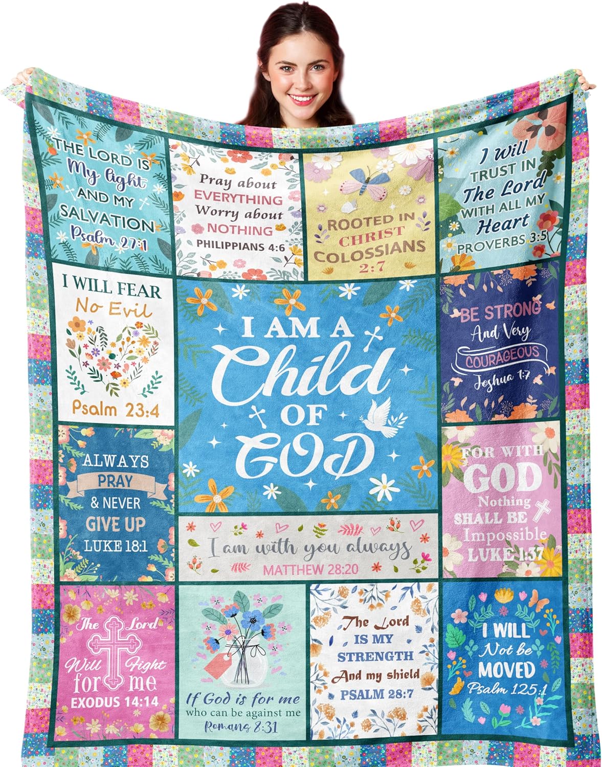 Nicetous Christian Gifts for Women, Christian Blanket with Bible Verse 50x60in, Religious, Inspirational, Spiritual Gifts for Friend, Mom, Sister, Daughter, I am A Child of God Soft Throw Blanket