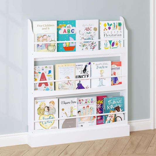 UTEX Kids Bookshelf, 3 Tiers Book Shelf and Storage for Kids Rooms, Kids Bookcase Rack Wall for Bedroom,Study Living Room,White