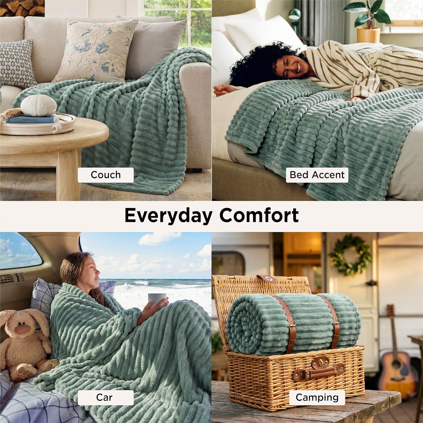 Bedsure GentleSoft Sage Green Throw Blanket for Couch - Cozy Soft Spring Blankets for Women, Cute Small Fleece Throws Spring Gifts for Women Teen Girls, Sage Green Decor Room Home, 50x60 Inches