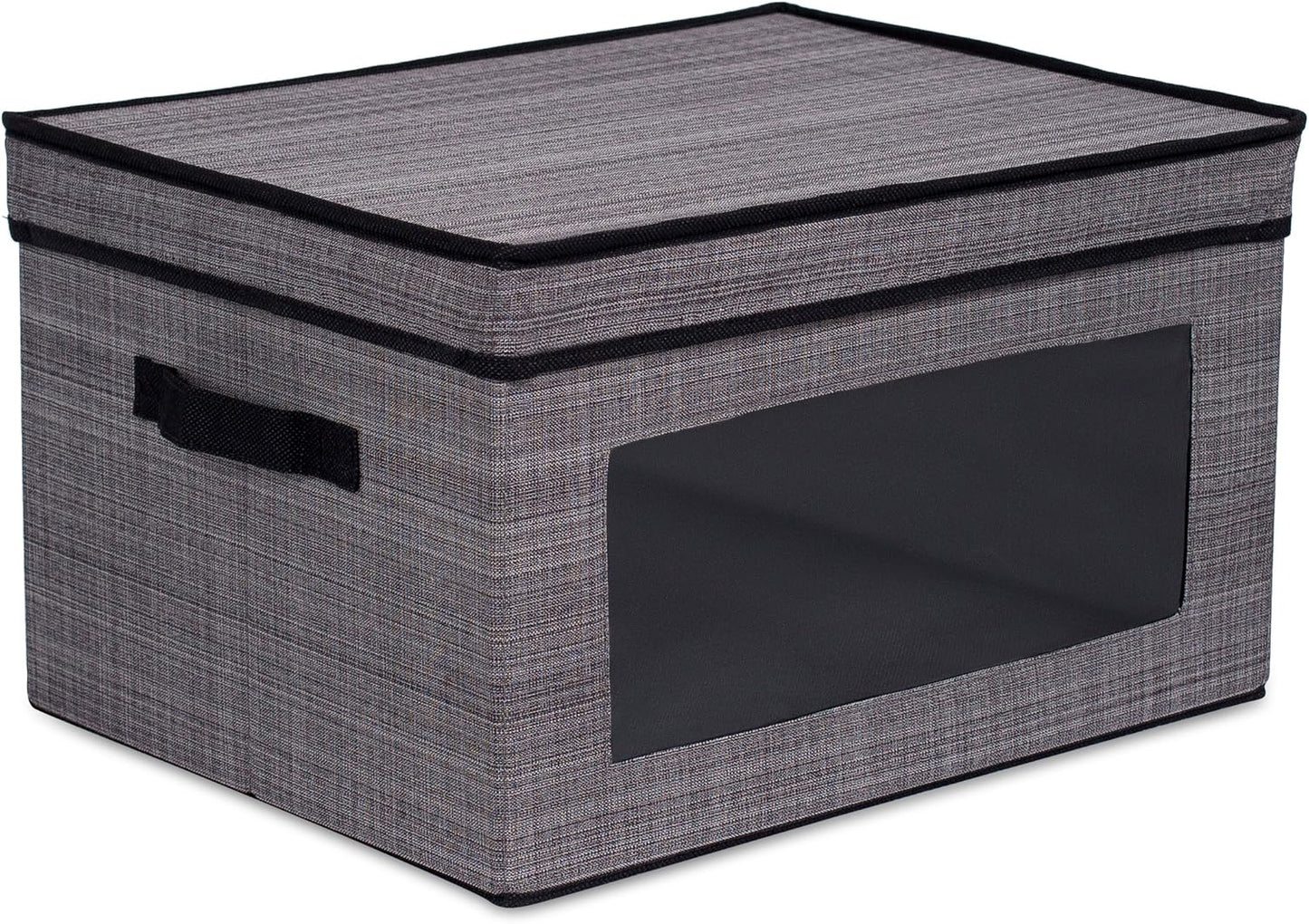 Internet's Best Storage Box with Window - Durable Storage Bin Basket Containers with Lids and Handles - Clothes Nursery Toys Organizer - Grey
