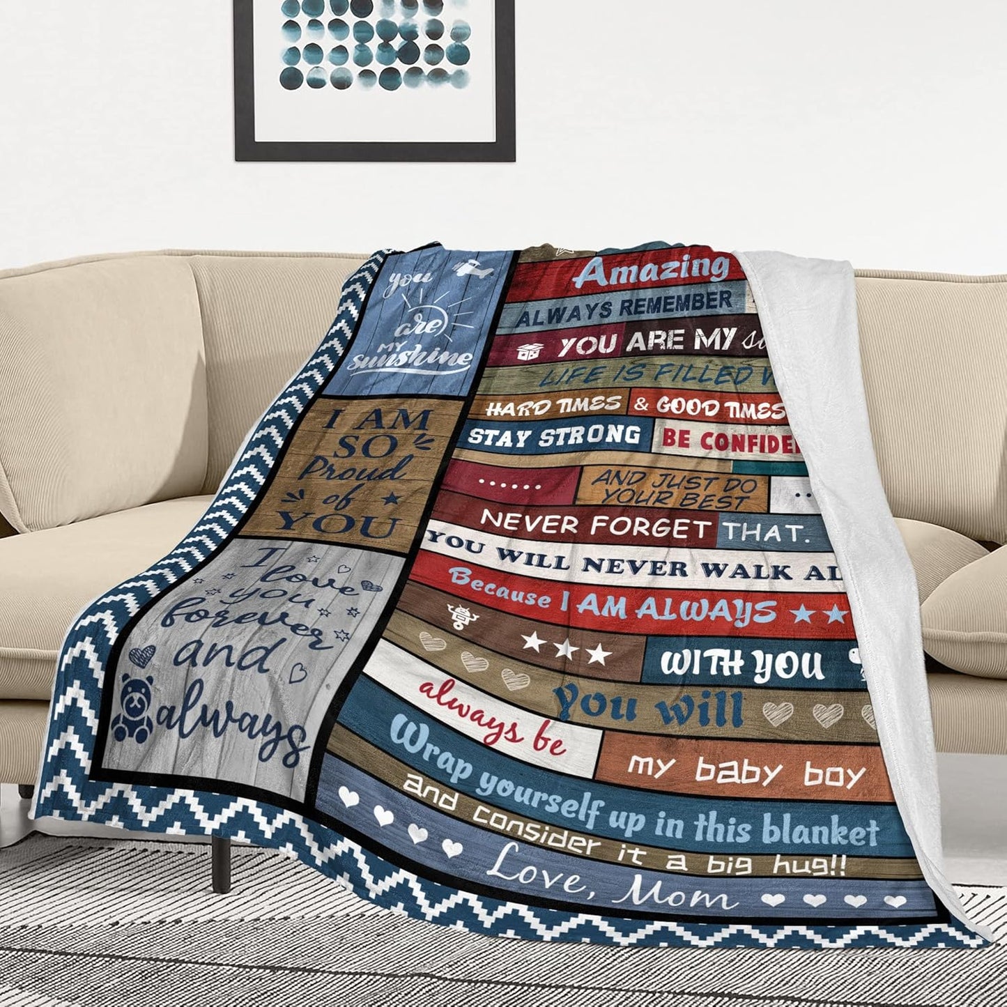 Gifts for Son, Sons Gift Blanket 60"X50", Best Son Birthday from Mom, to My Sons Graduation Throw Blankets from Mother