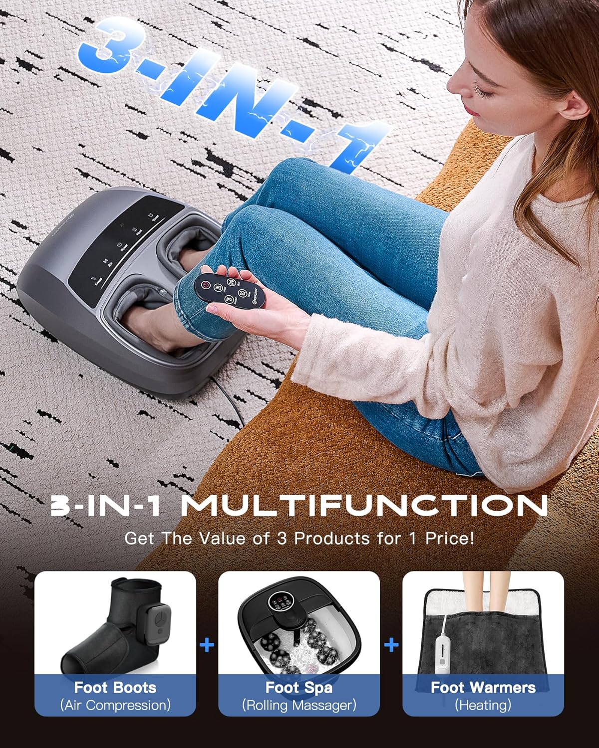 KINGJOY Foot Massager with Heat for Neuropathy, [2026 Upgraded], Deep Kneading Shiatsu Foot Massager for Plantar Fasciitis, Fits Up to Men Size 14, Gifts for Women Mom Men Dad Seniors