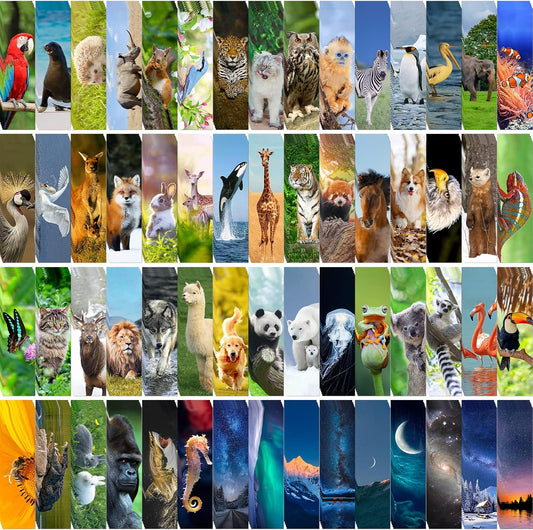 300PCS Animal Bulk Bookmarks for Kids Classroom 60 Designs Cool Wildlife Bookmark Cute Book Mark Double Sided Bookmark for Book Lovers Students Children Rewards Gifts