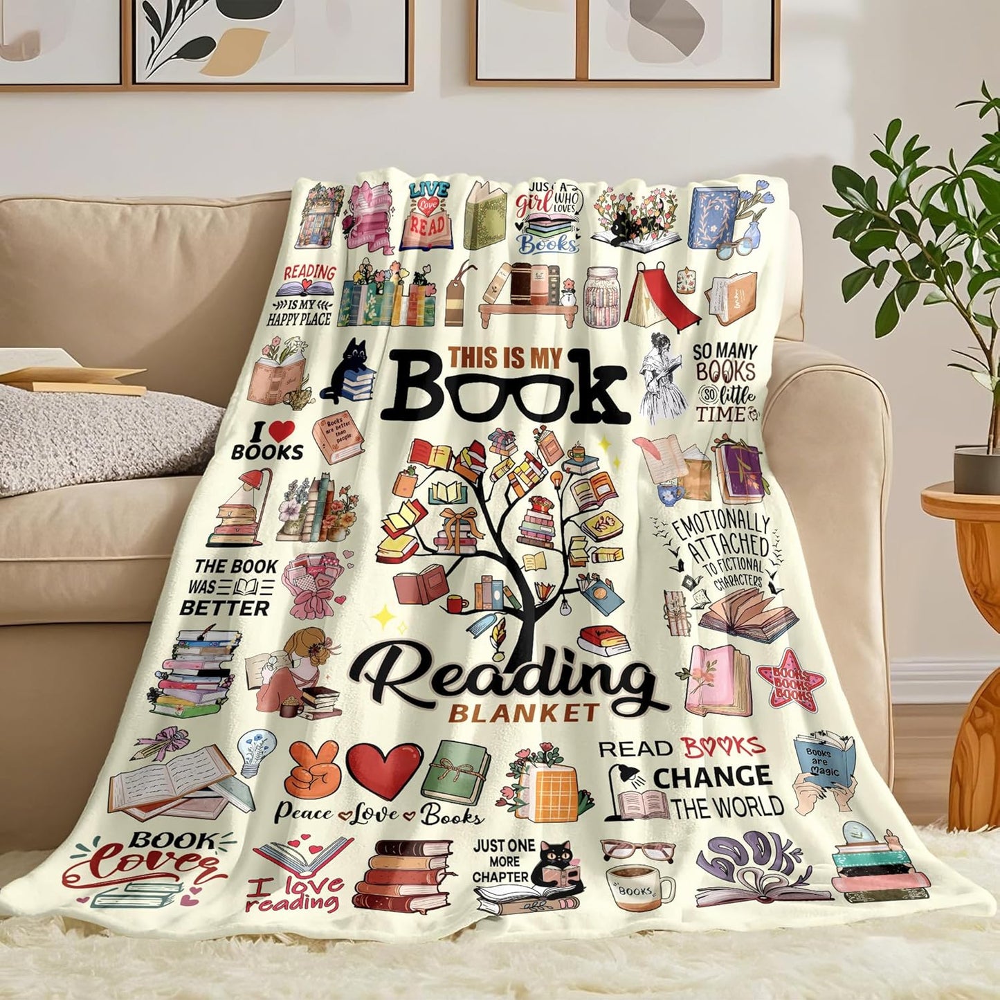 Book Blanket Reading Gifts for Books Lover Bookish Literary Blanket for Librarians Best Bookworm Gifts 50"x40"