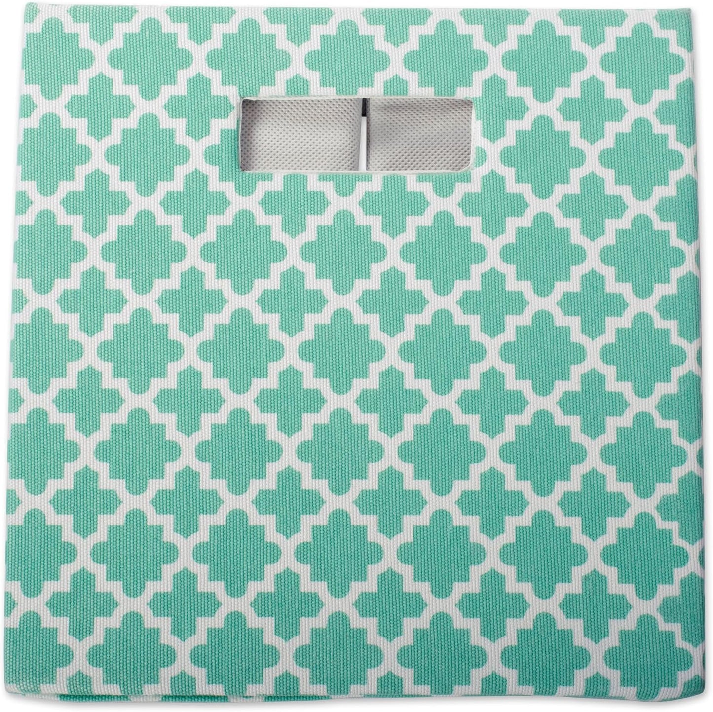 DII Hard Sided Collapsible Fabric Storage Container for Nursery, Offices, & Home Organization, (13x13x13) - Lattice Aqua