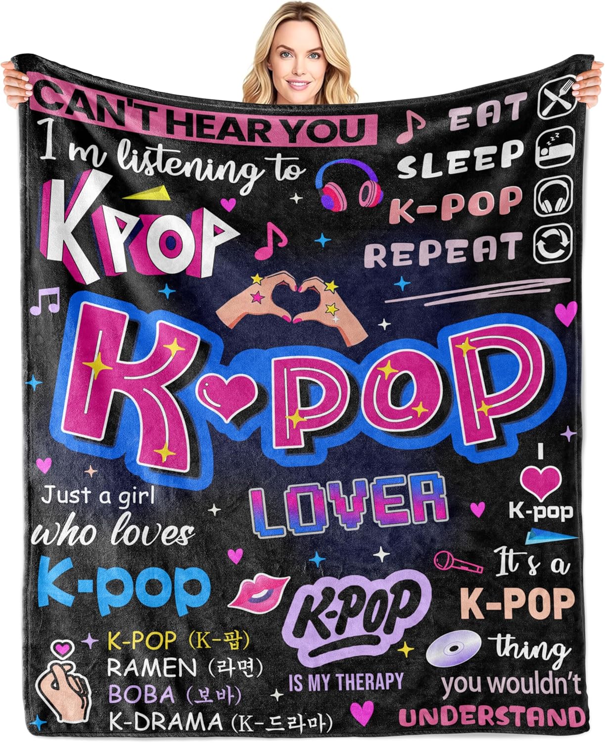 Kpop Gifts for Teen Girls, K-pop Blanket 60''x50'', k Pop Gifts for Girls, Kpop Merch, Kpop Blanket for Women, Korean Music Stuff, Christmas Birthday Gifts for BFF Girls Women