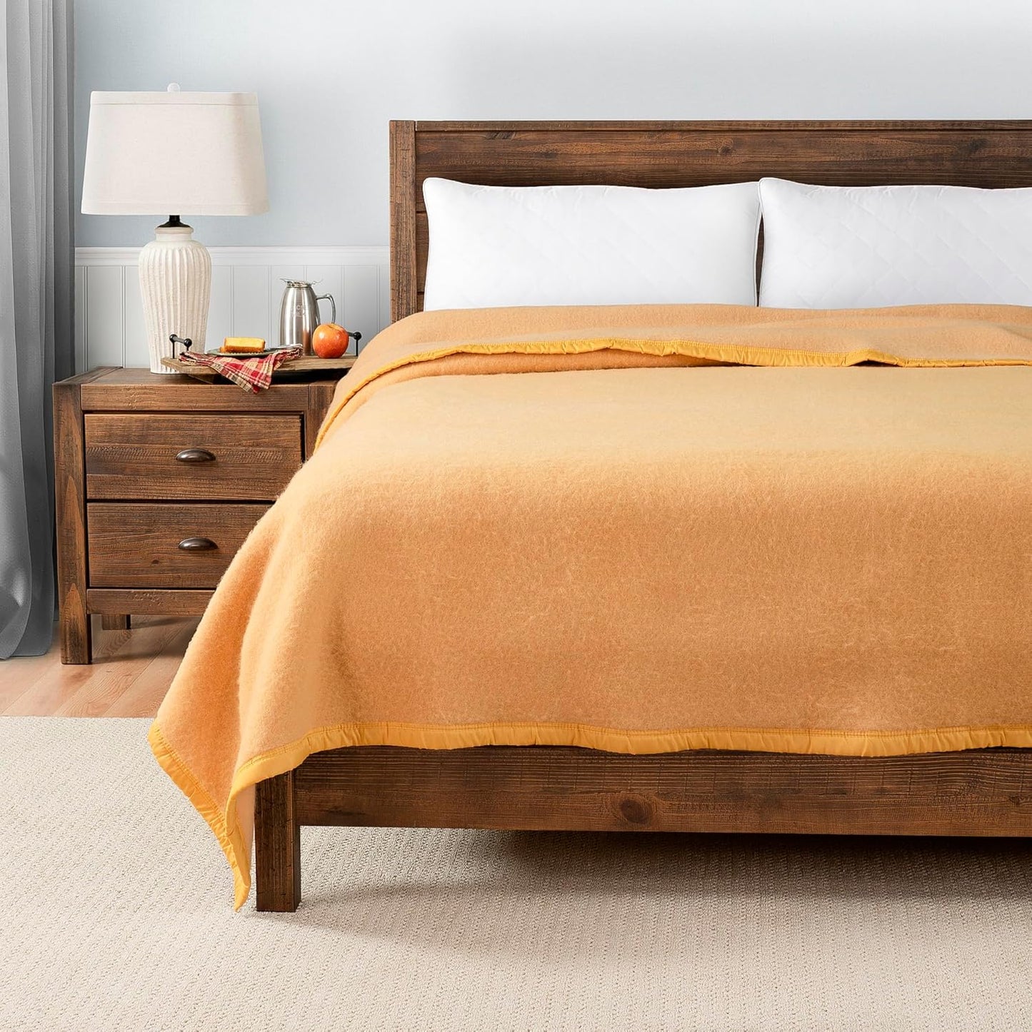Poyet Motte Aubisque 500GSM Heavyweight 100-Percent Wool Blanket, Maise/Natural (Full/Queen Size)