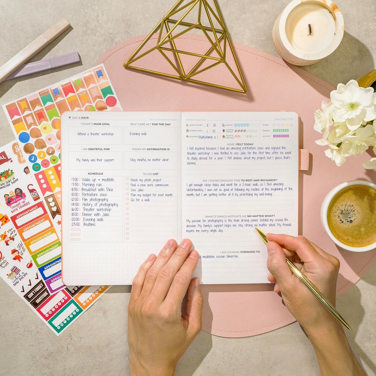 Clever Fox Self-Care Journal – Daily Reflection Notebook – Mental Health & Personal Development Planner, Meditation & Mood Log, A5 (Light Pink)