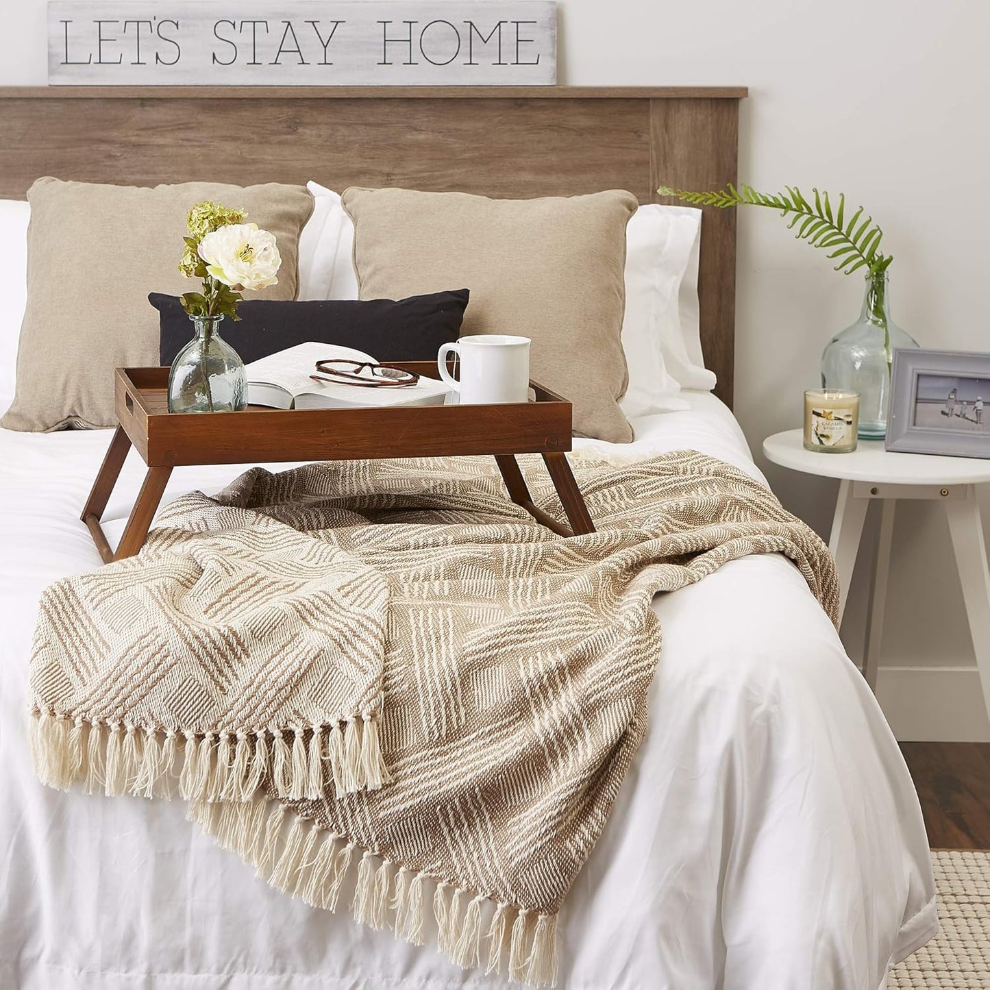 DII Transitional, Basketweave Woven Throw, 50x60, Stone