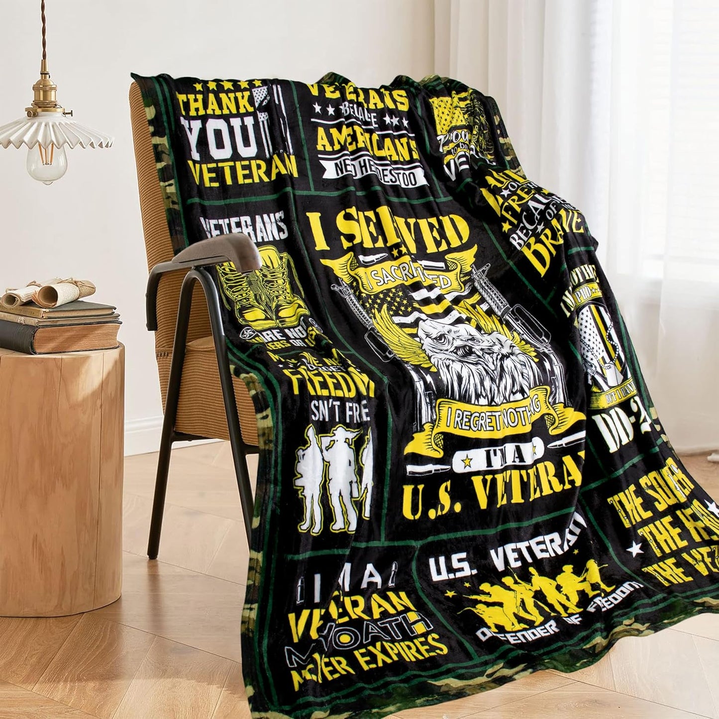 Veterans Gifts for Men, Veterans Throw Blanket 60"X50", Veterans Day Gifts Ideas for Men, Navy/Army/Air Force Veteran Gift for Him/Dad, Patriotic Hard Head Vietnam Veteran Blanket