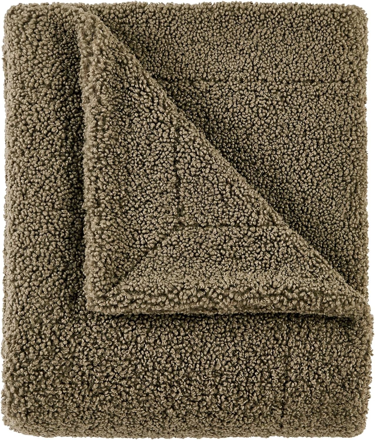 HiEnd Accents Teddy Throw Blanket, 50x60 inch, Dark Oak, Boucle Throw Blanket, Soft Cozy Classic Chic Casual Heavy Blanket, Modern Rustic Plush Comfy Warm Blanket for Bed, Sofa