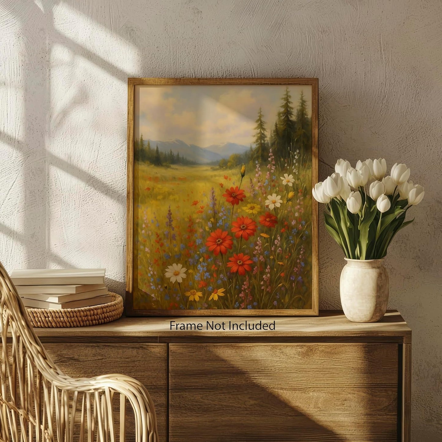 ZUKIY Wildflower Field - 8x10 Vintage Floral Wall Art Print - Unframed Cottagecore Artwork for Bedroom Decor - Classic Botanical Poster for Country Home or Vintage-Inspired Living Space