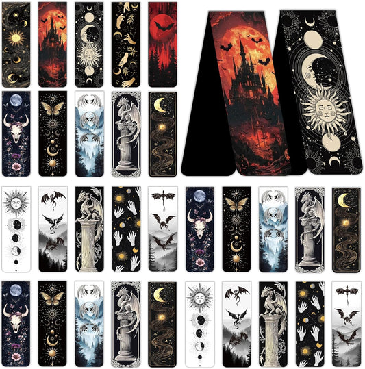 Dark Fantasy Magnetic Bookmarks: 30 Pcs Gothic Witchy Moon Book Mark Clips for Book Lovers, Dark Academia Page Marker for Reading Women Men, Bookish Gifts for Birthday Halloween School Office Supplies