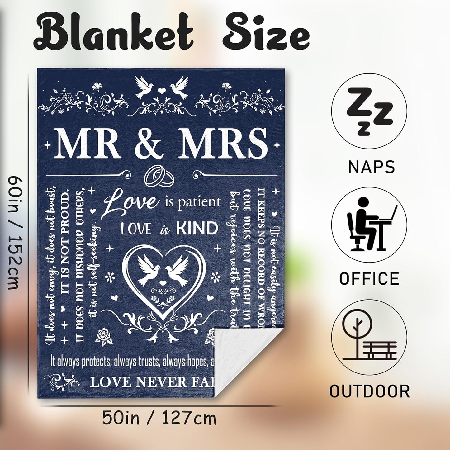 Wedding Gifts for Couples 2025, Bridal Shower Gifts for Bride to Be, Anniversary/Wedding Registry/Marriage Gifts for Newlyweds Couple Bride Groom Husband Wife, Mr and Mrs Blanket 50"X60"