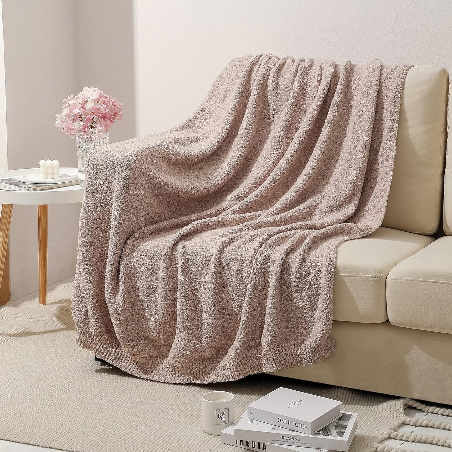 bearberry Super Soft Fluffy Throw Blanket Lightweight Cozy Warm Throw Blankets for Couch Bed Sofa All Season (Beige, 40”x50”)