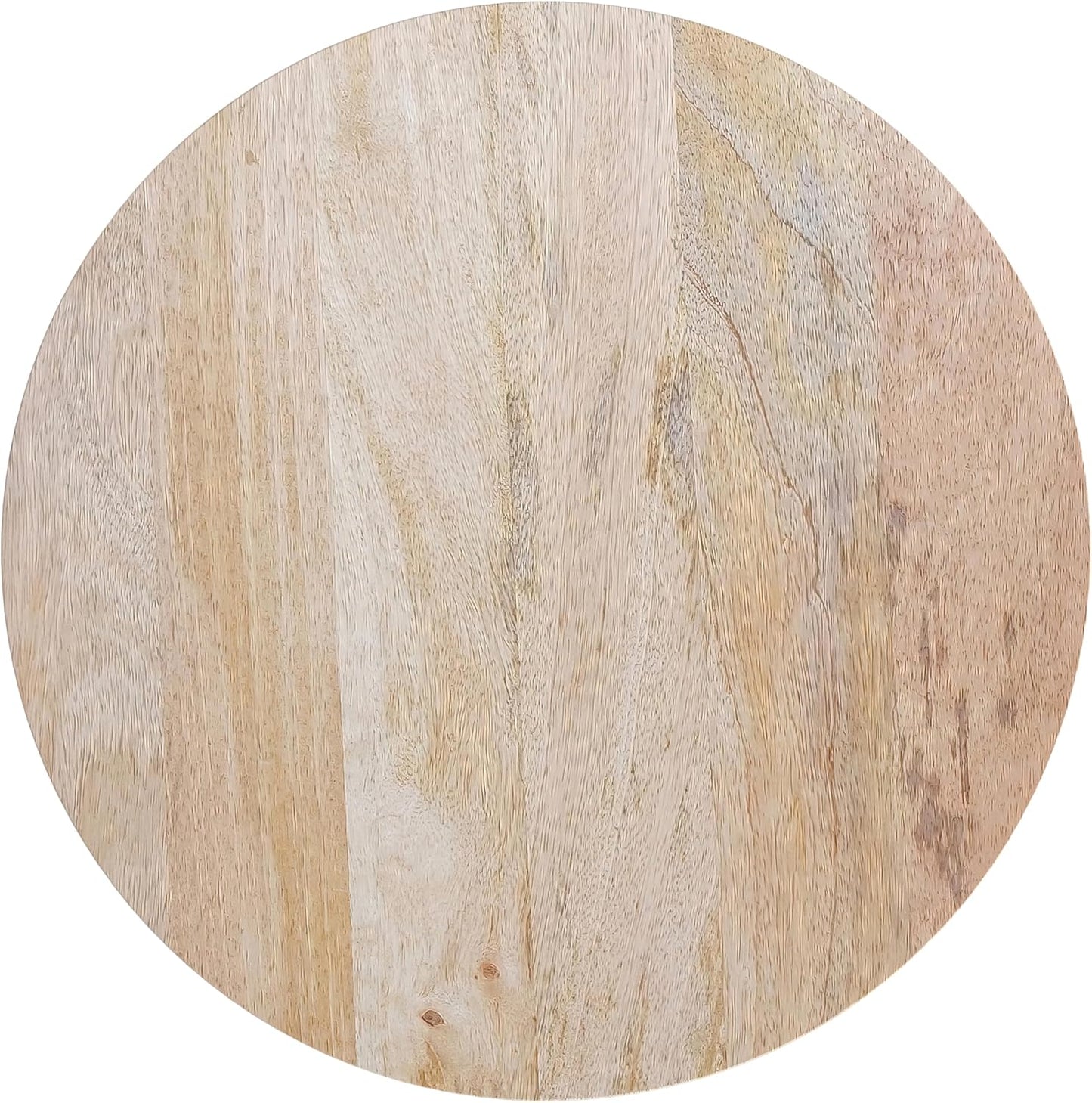 SIMPLIHOME Demy 18-inch Wide Metal and Solid Mango Accent Table in Natural/White, Round Side Table with Mango Wood Top for Living Room or Bedroom, Industrial Style, Assembled