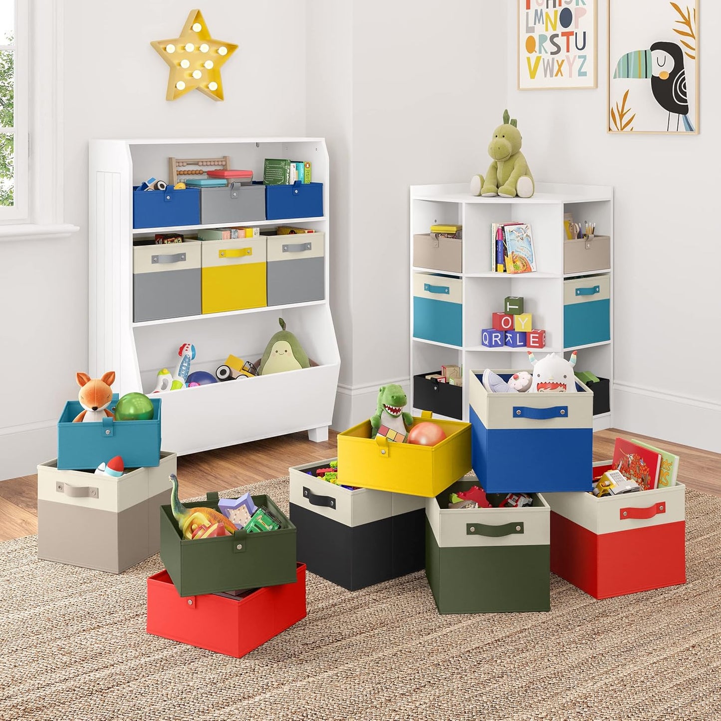 RiverRidge Kids 2pc 10.5in. W x 5in. H Folding Storage Bin Set - Black