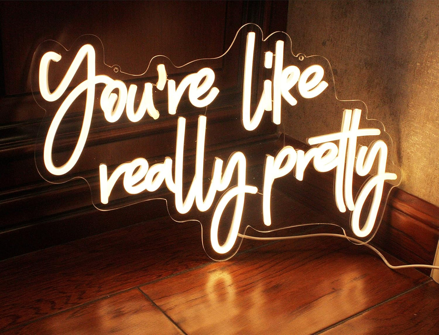 DAKABUKA You Are Like Really Pretty Neon Sign Warm White Room Decor LED Neon Signs Wall Decor For Bedroom Bachelorette Party Teen Girls Room With Dimmable Switch USB Power(16.9 * 10.6inches)