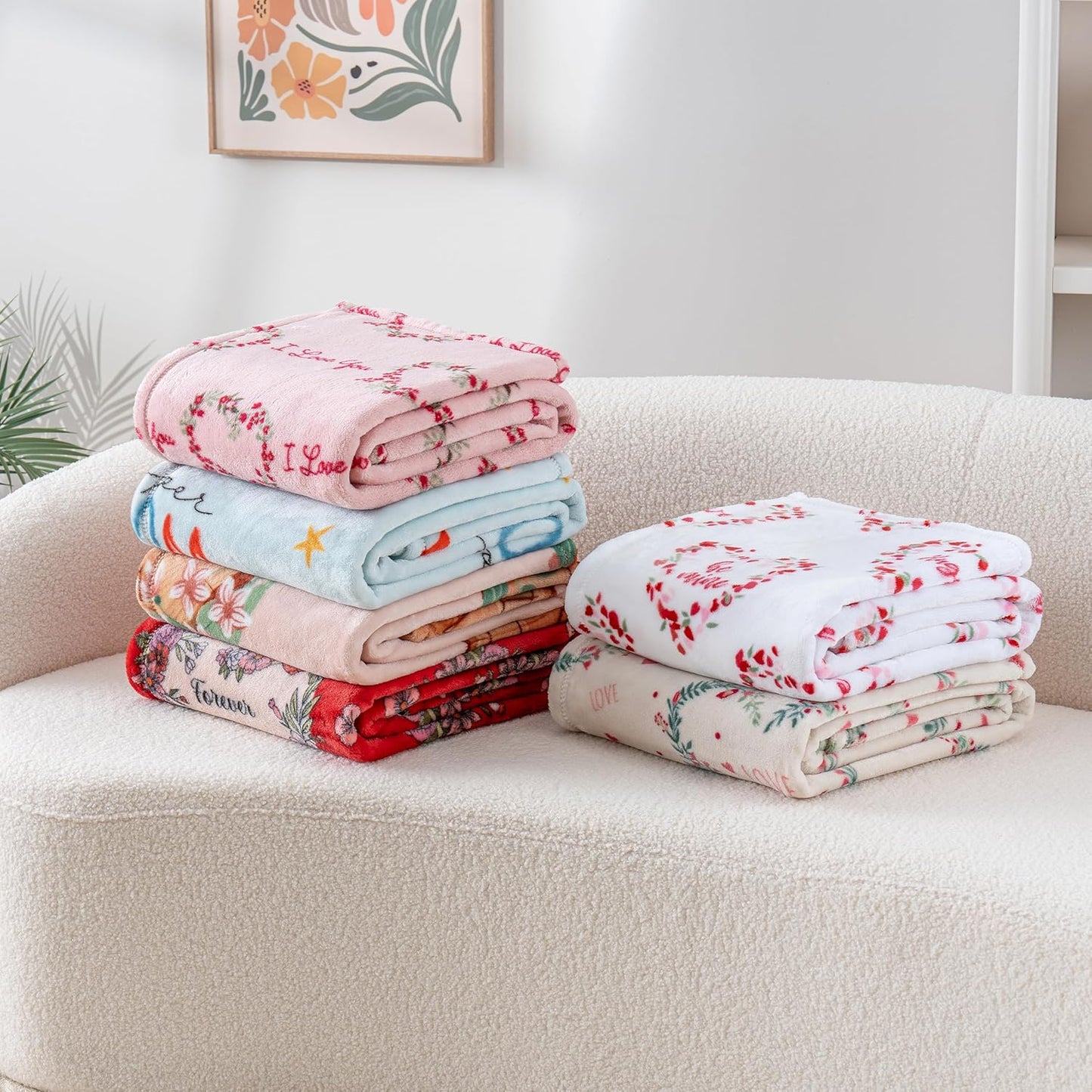 Berkshire Velvetloft® Plush Throw Blanket – Ultra Soft & Cozy Gift for Mom, Women & Loved Ones, Perfect for Mother’s Day, Valentine’s, Birthday, and Everyday Use, Floral Wreath Tree Pink, 50'' × 60''