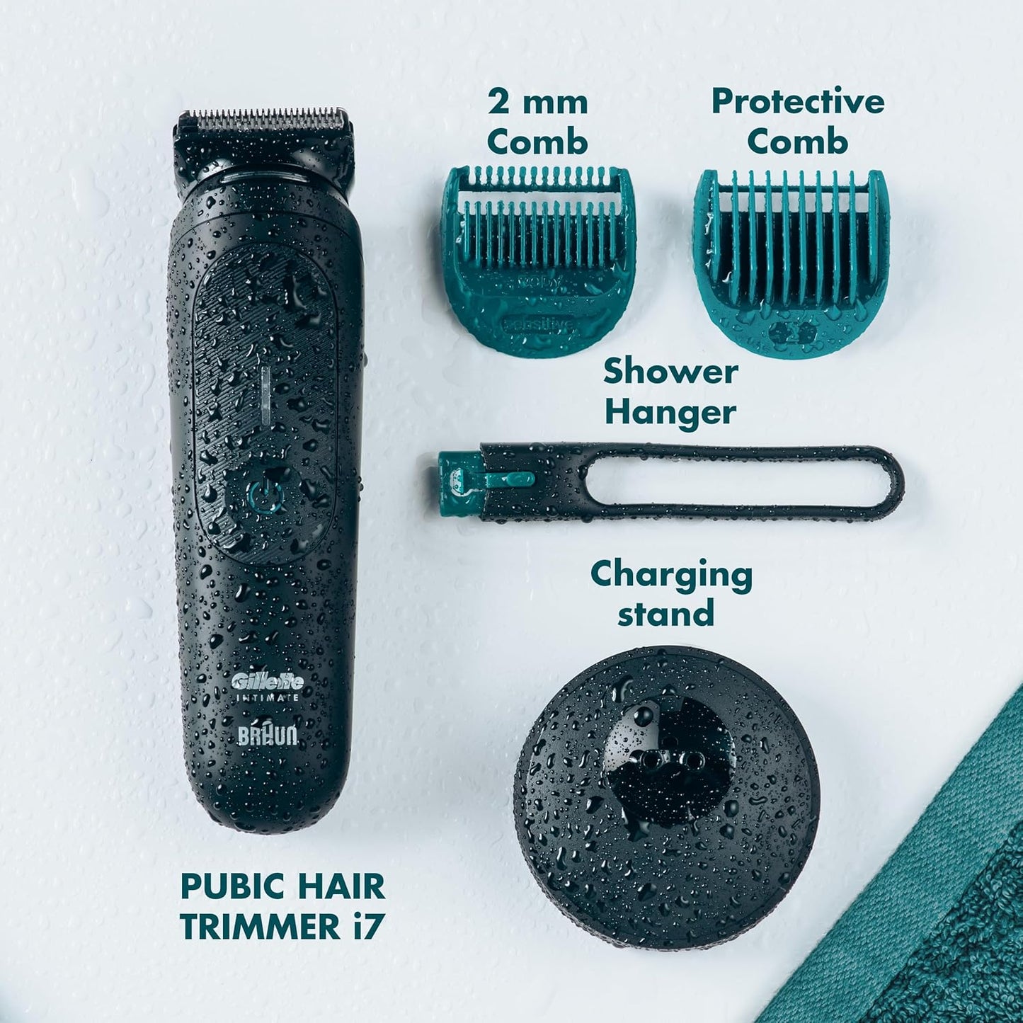 Gillette i7 Intimate Men’s Premium Pubic Hair Trimmer, Waterproof LED Body Hair Trimmer for Men, Manscaping Body Groomer