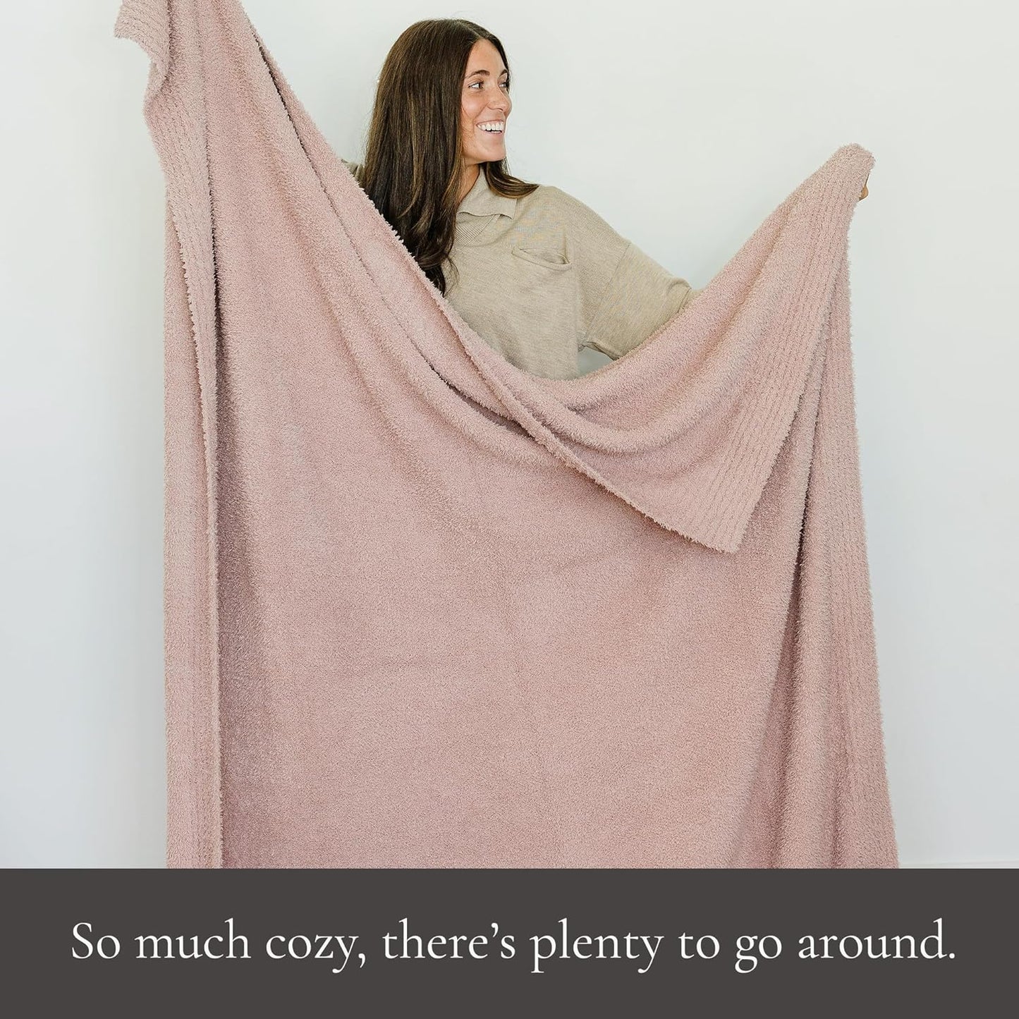 SARANONI Bamboni Luxury Throw Blanket | Oversized Super Soft Plush Home Decorative Comfy Blankets for Couch or Bed | Pink - X-Large 60” x 80”