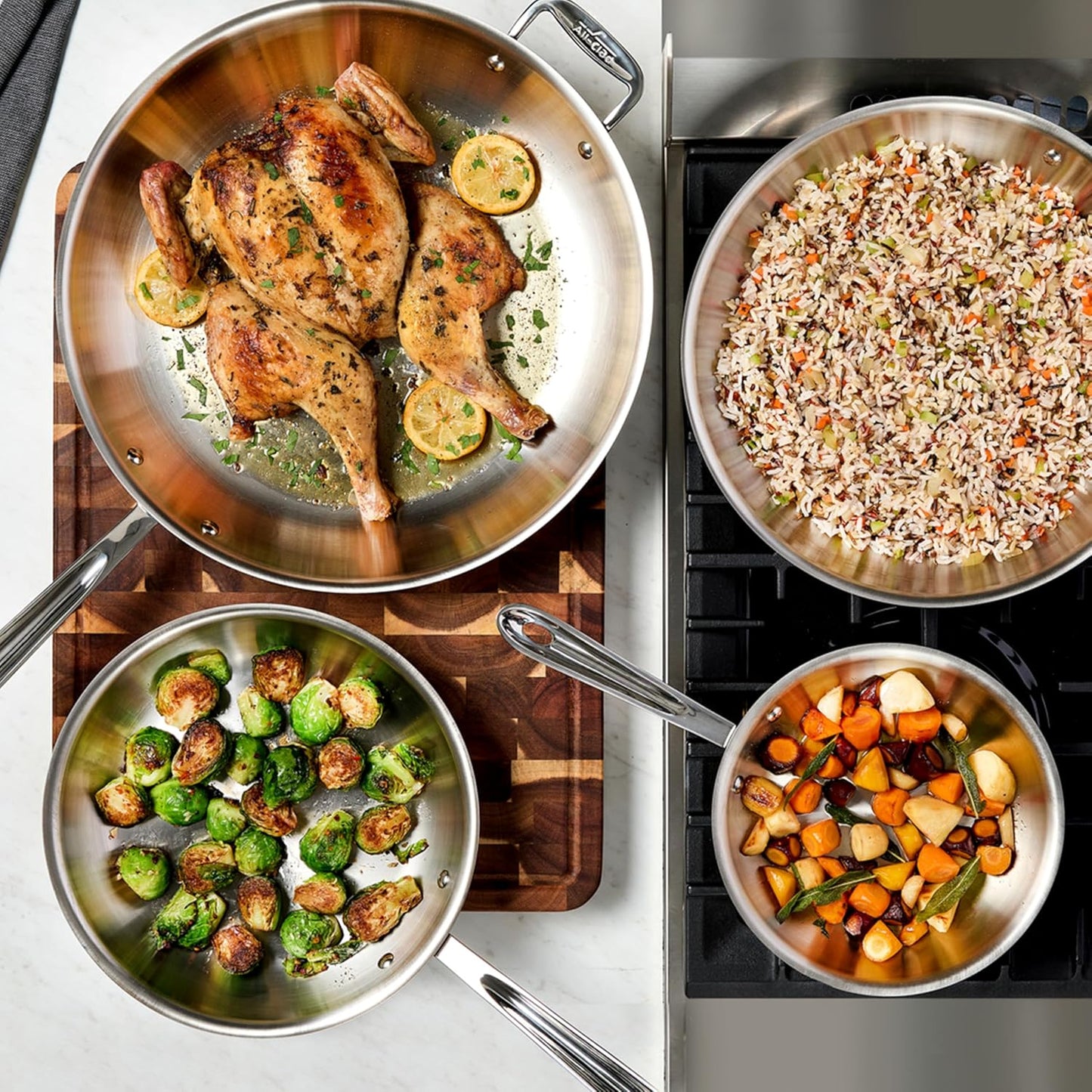 All-Clad D3® Stainless Steel 12 inch Frying Pan With Lid- Made in the USA- The Original Bonded Professional Cookware- Oven Safe & Induction Compatible