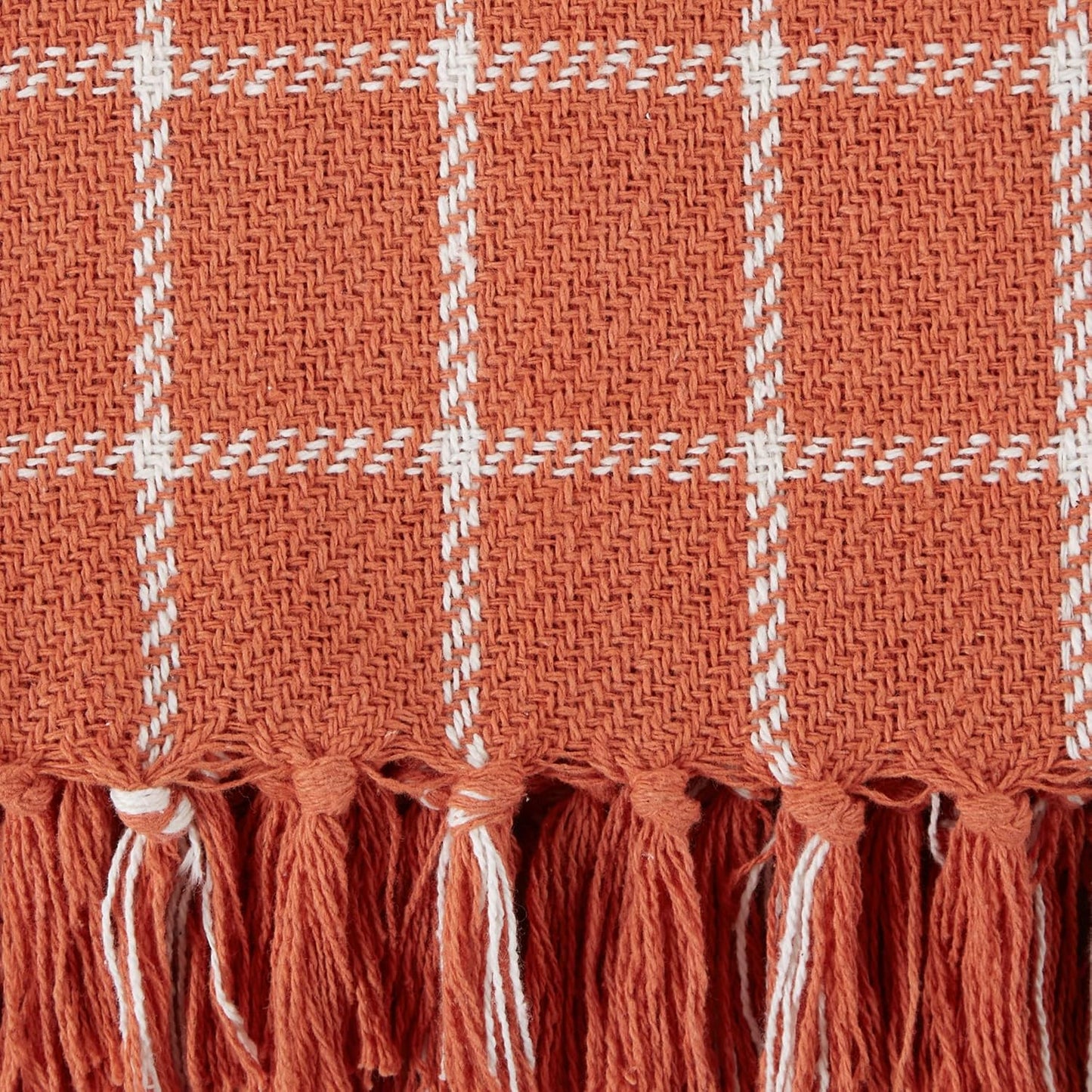 DII Transitional Checked Plaid Woven Throw, 50x60, Spice