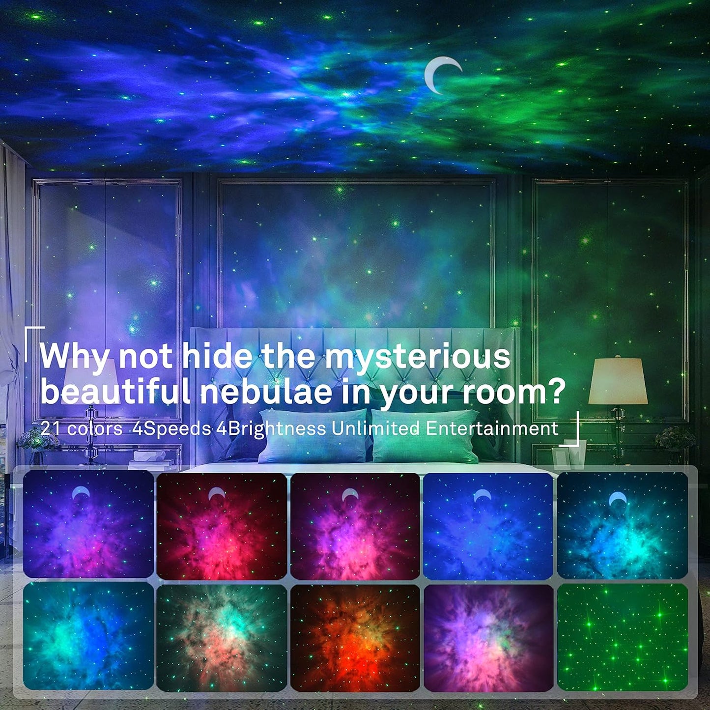 Galaxy Projector,Night Light Star Projector with Bluetooth Speaker, Remot Control LED Nebula Cloud Gift for Kids Room Bedroom Decor, Accompany,Night Light Ambiance