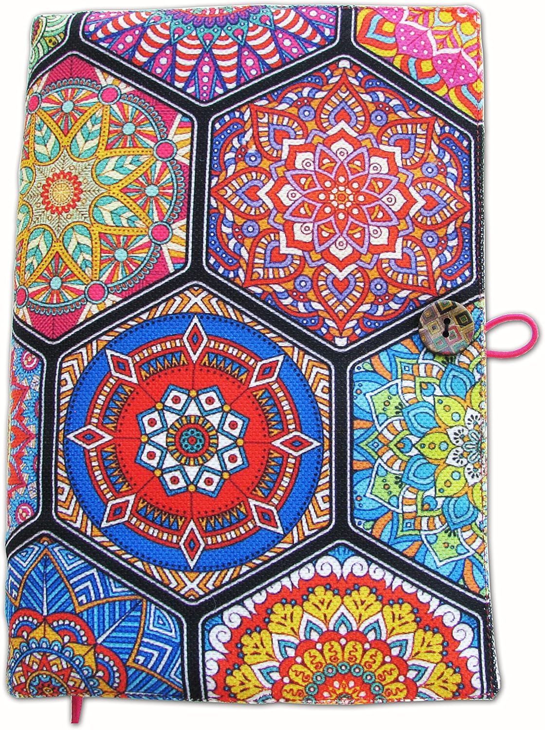 Book Cover for Novel, Ethnic Ottoman Pink Pattern Book Cover, Washable Cloth Hardcover for Paperback - Padded Book Sleeve Cover for Adult 5.5" x 8"