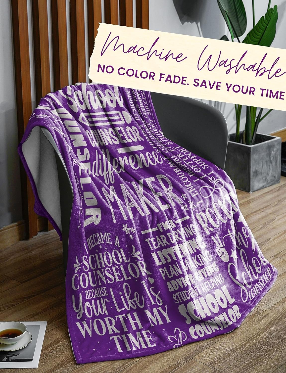 School Counselor Gifts, Bed Flannel Plush Throw Blankets (50"x 65"), Counselor Appreciation Gifts for Women on Birthday, Christmas, School Counselor Difference Maker