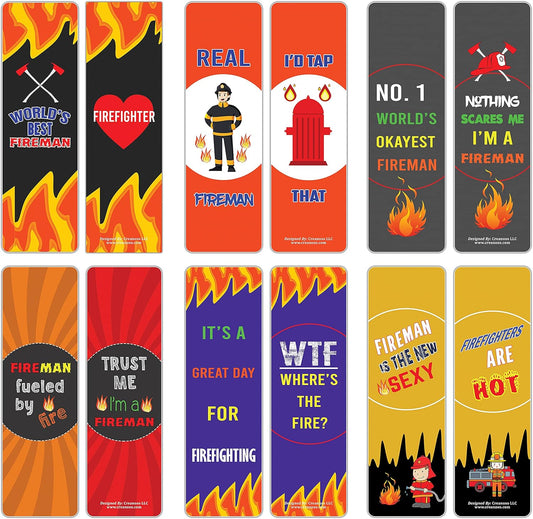 Creanoso I am a Firefighter Bookmarks (5-Sets X 6 Cards) - Cool Book Page Clippers Collection Set for Firemen – Great Token Giveaways - Unique Stocking Stuffers Gifts