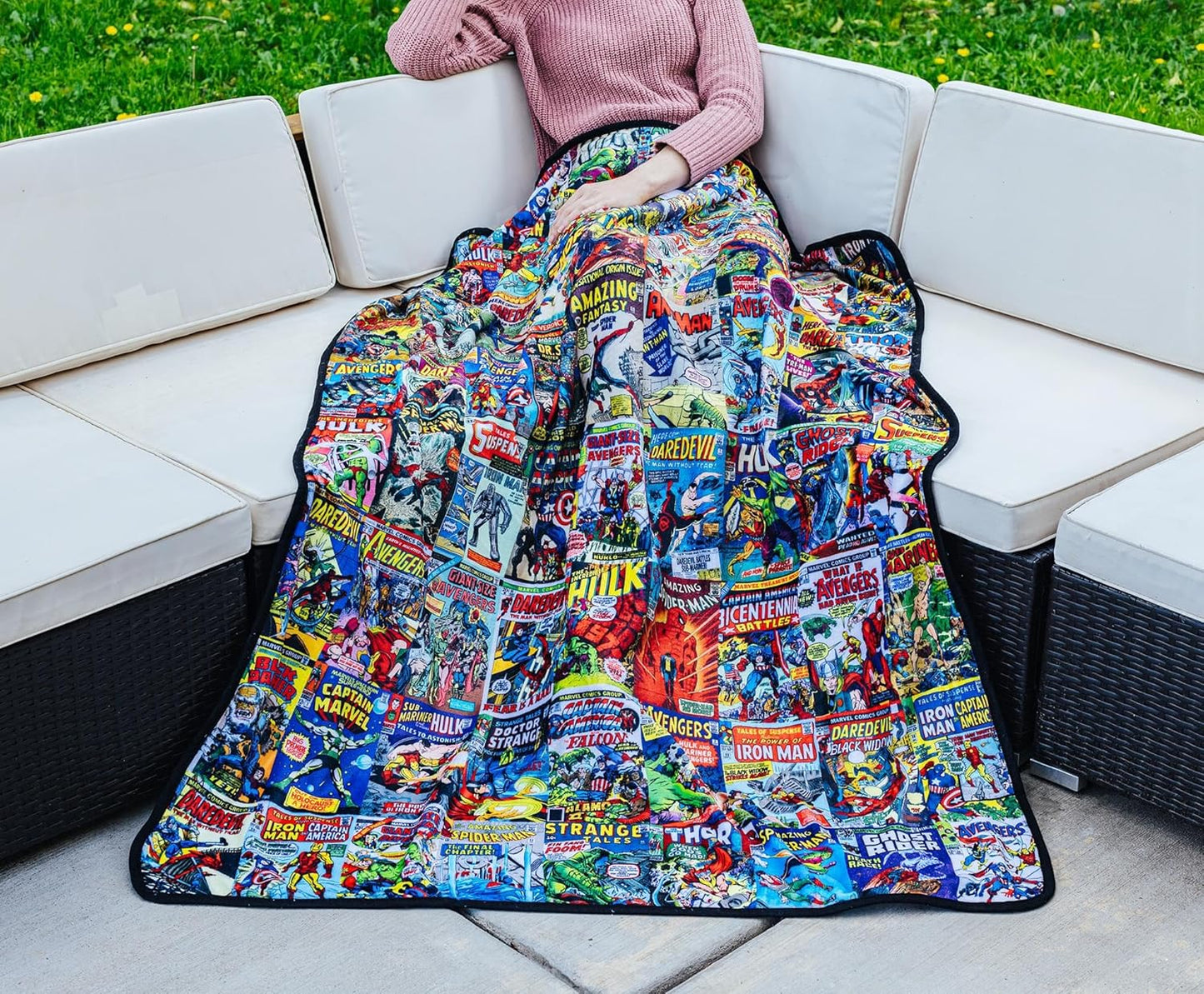 Marvel Comics Covers Fleece Throw Blanket | Soft Polyester Cover for Sofa, Bed | 45 x 60 Inches
