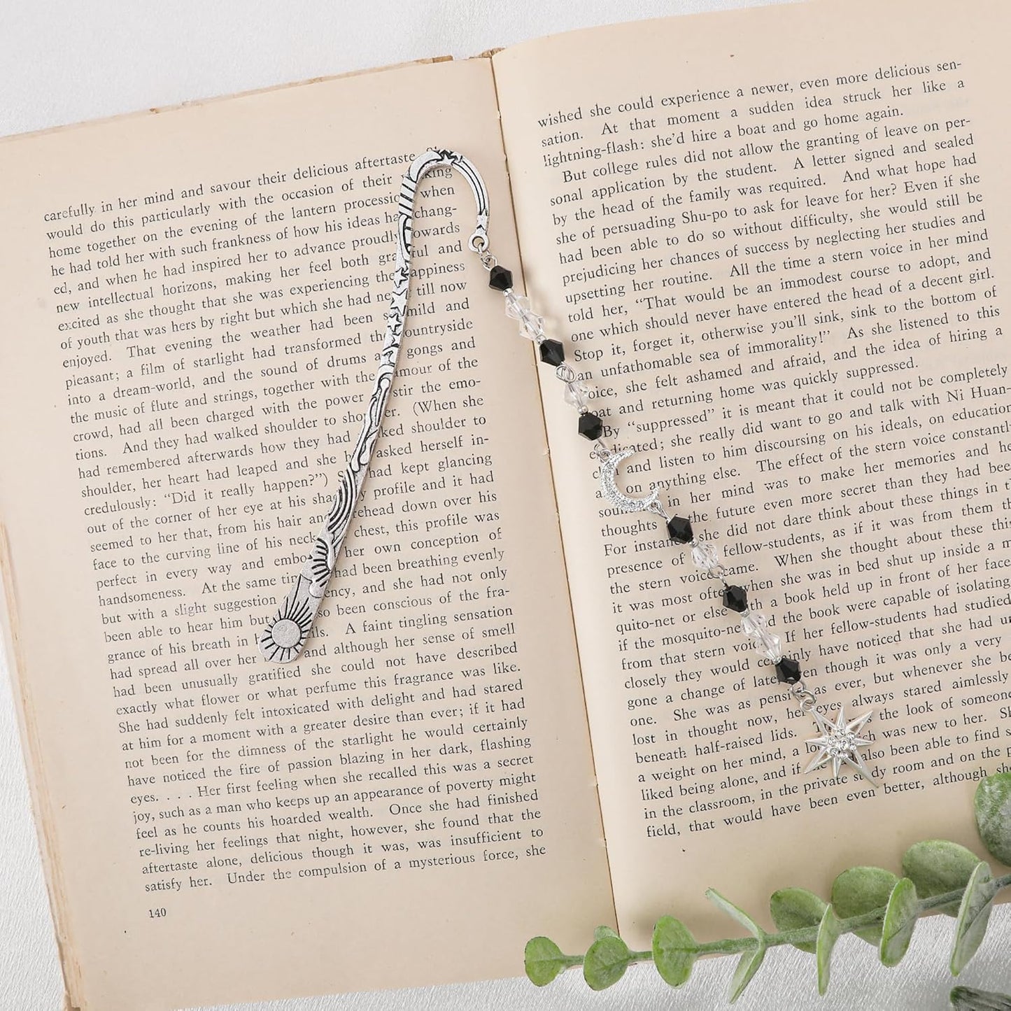 Fantasy Vintage Metal Bookmark - Silver Funny Hook Book Marks Beads Moon Star Charm Page Mark Bookish Gifts for Women Men Kids Reading Lovers Readers Students Bookworms Christmas School