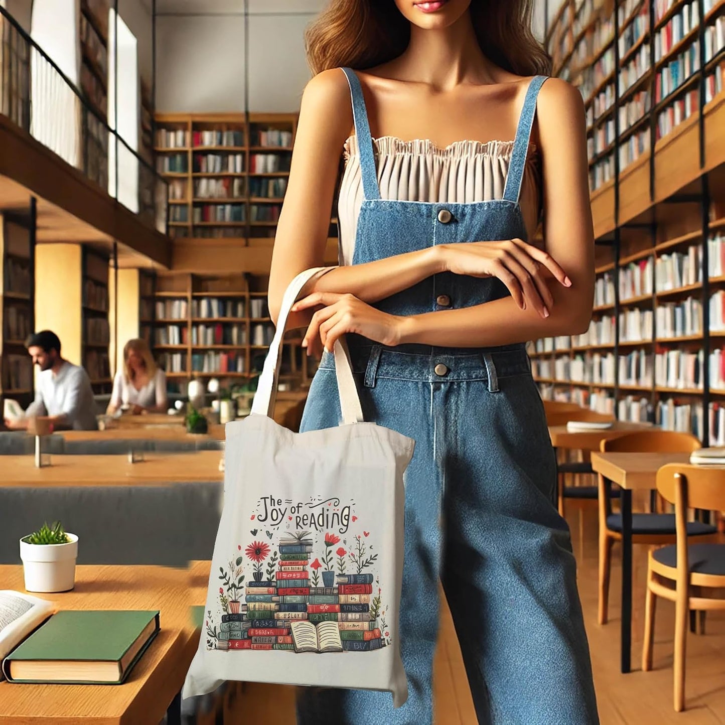 Canvas Tote Bag for Women Book Bags for Women Book Accessories Bookish Gifts and Book Lovers Gifts 14" x 15" (5.BookLay)