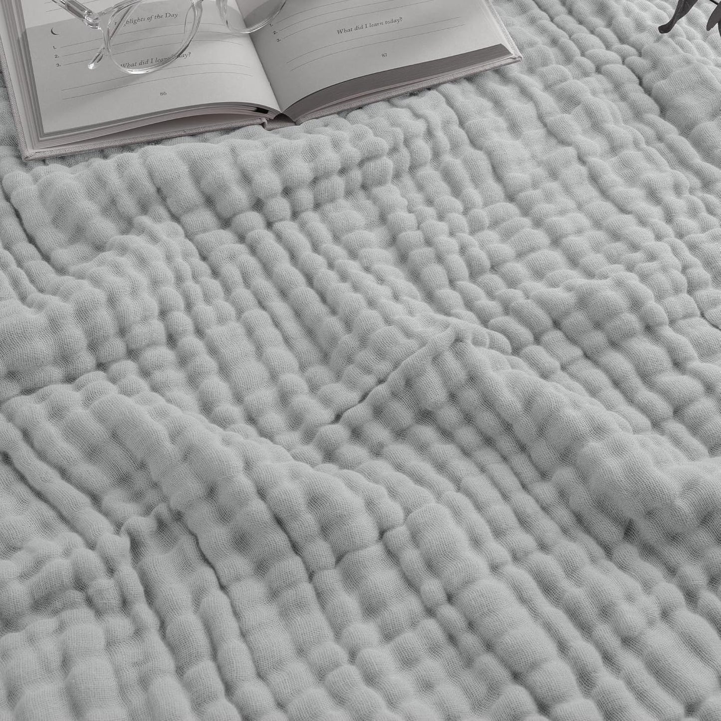 Comfy Cubs Muslin Blanket for Adults King 108" x 90" - 6 Layer Soft, Breathable & Lightweight Muslin Adult Blanket - Machine Washable & Designed in The US Bedding for All Seasons -Heather Blue