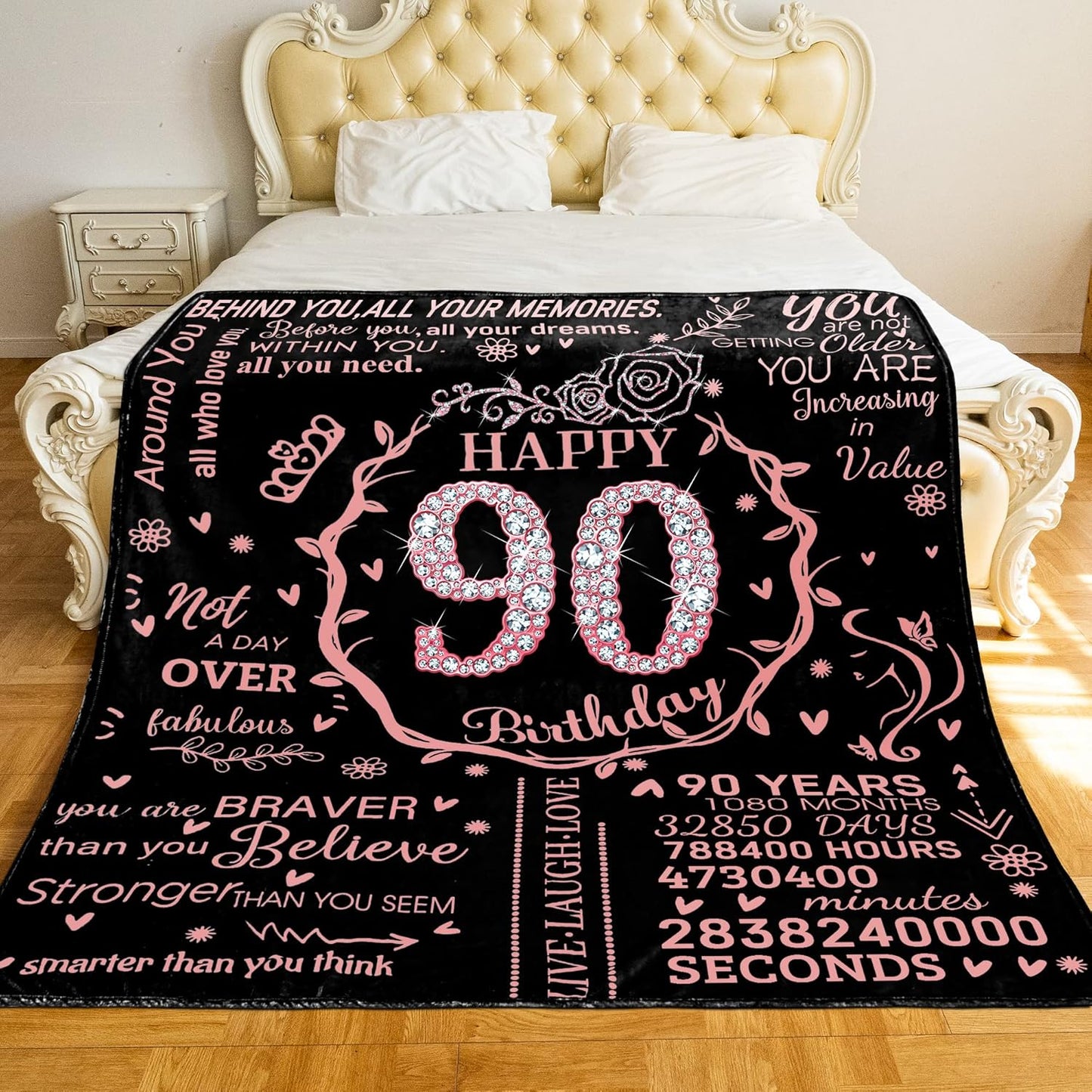 90th Birthday Gift Ideas - Soft Flannel Fleece Throw Blanket for Women: 90 Year Old Gifts for Mom, Grandma, Nana