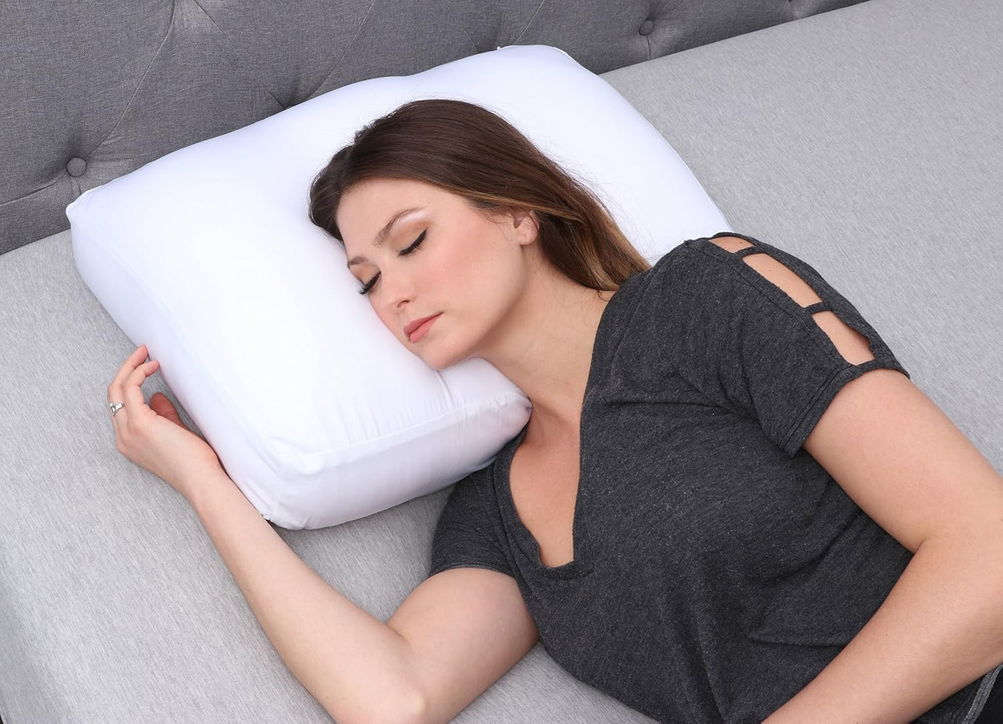 Deluxe Comfort MicroBead Cloud Pillow - Feels Like Sleeping on a Cloud with a Firm Hold - Contour Cloud Pillow to Keep Your Head In Place - Removable Zipper Cover - Bed Pillow (20.5L x 12.5W x 5H), Small