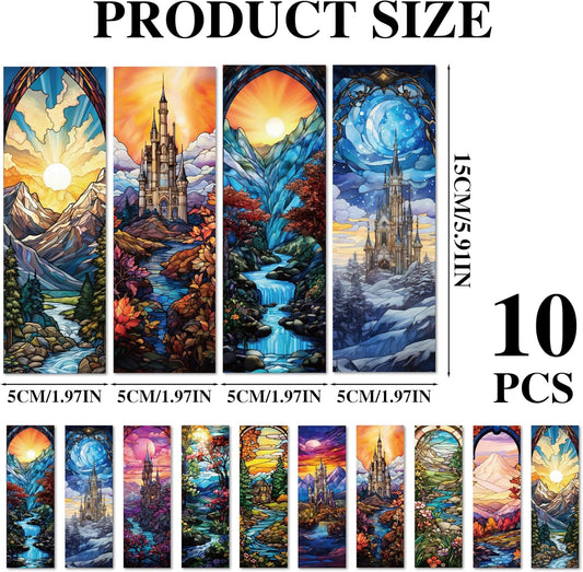 Fantasy Acotar Bookmark Gifts - 10 Pcs Personalized Stained Glass Bookmarks for Women Book Lovers Dark Romance Vintage Page Marks Reading Accessories Bookish Gift for Birthday Back to School