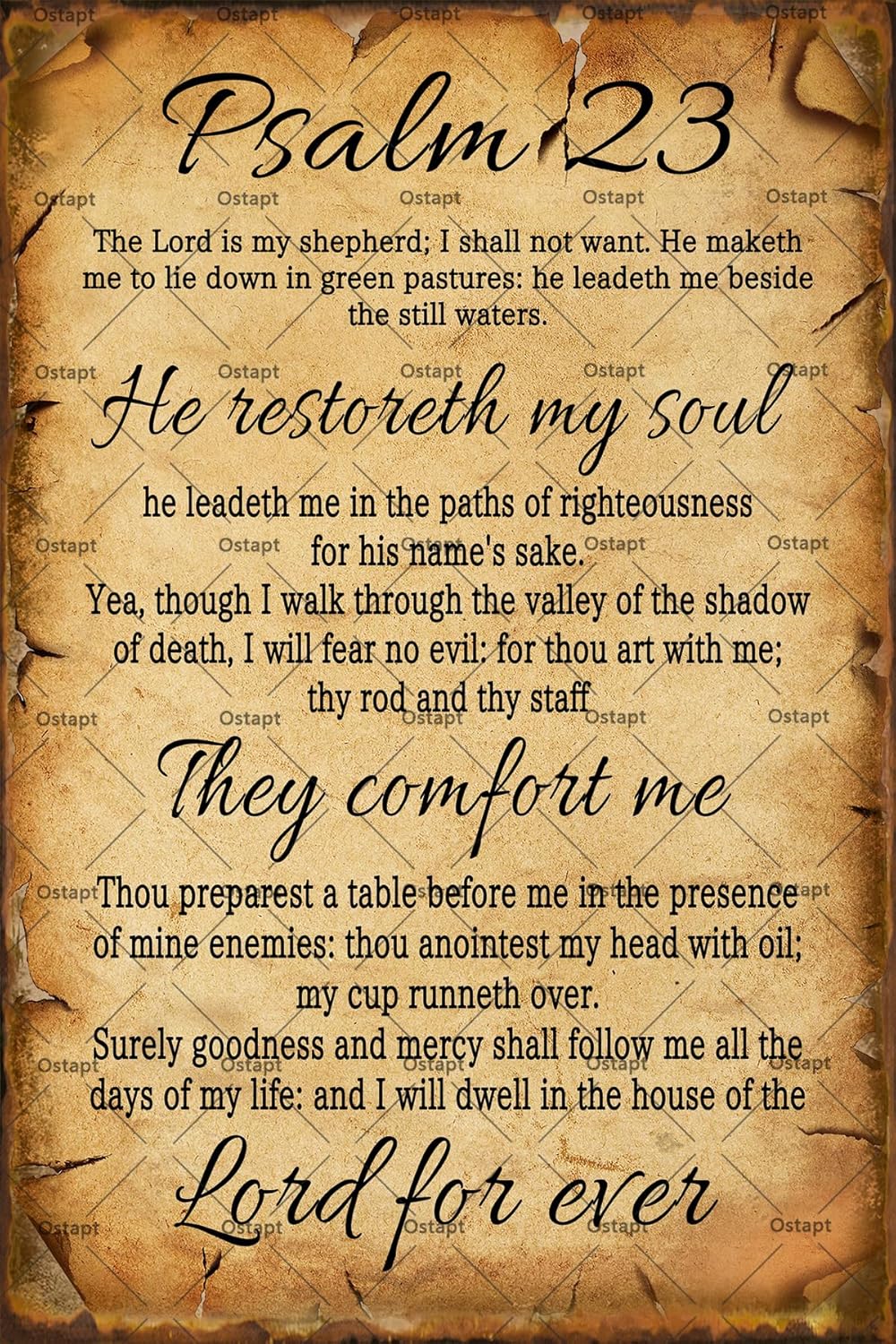Ostapt The Lord Is My Shepherd Scripture Bible Verse Christian Bible Quotes Retro Vintage Metal Plaque Funny Garden Poster For Home Living Room Bedroom Office Wall Decor 8x12 Inch