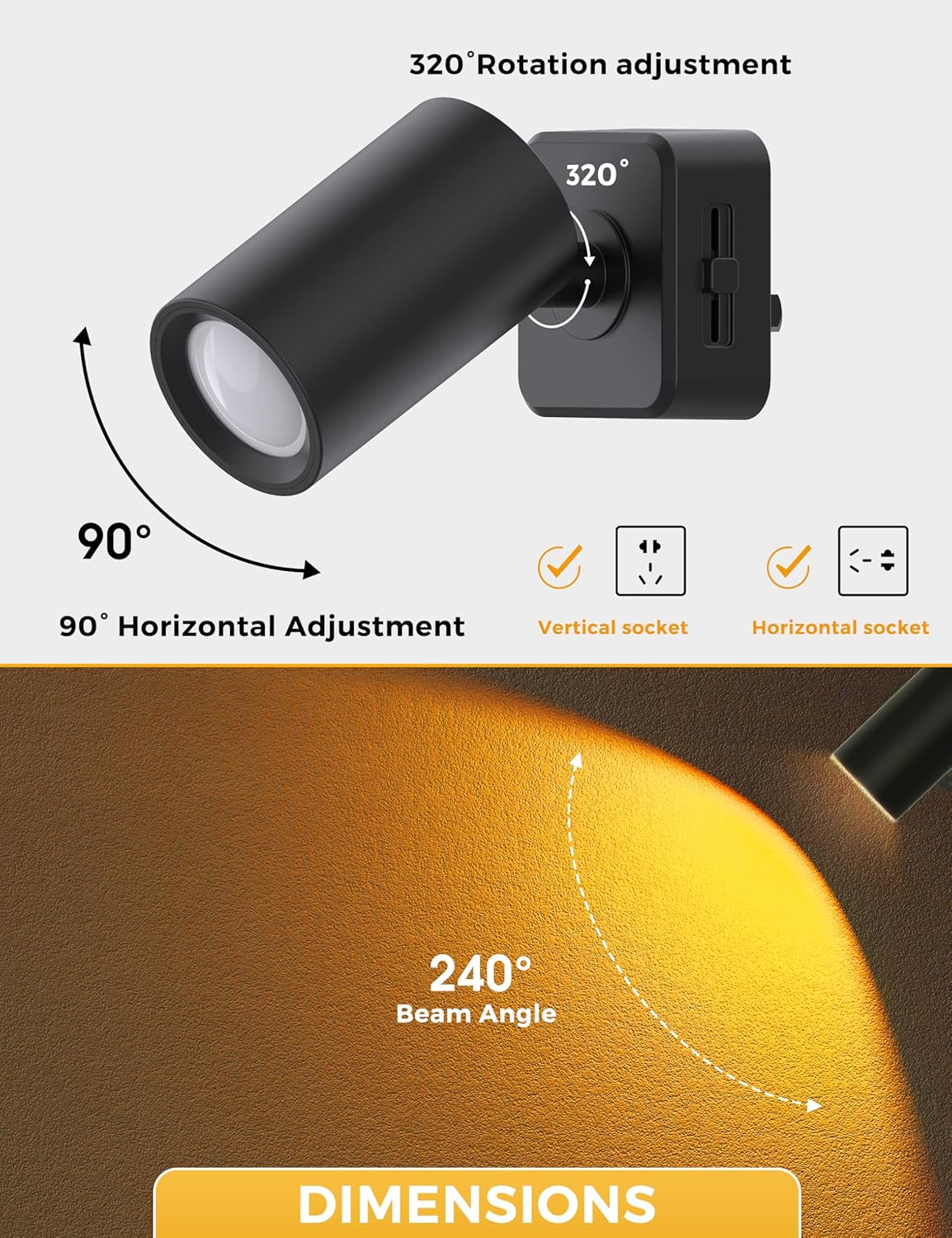 L LOHAS LED Night Lights Plug into Wall, [2-Pack] Rotatable Night Lights with Dusk to Dawn Sensor, 0-100 LM Brightness Adjustable,2000K Amber Nightlight for Adults Bathroom Hallway Stairs