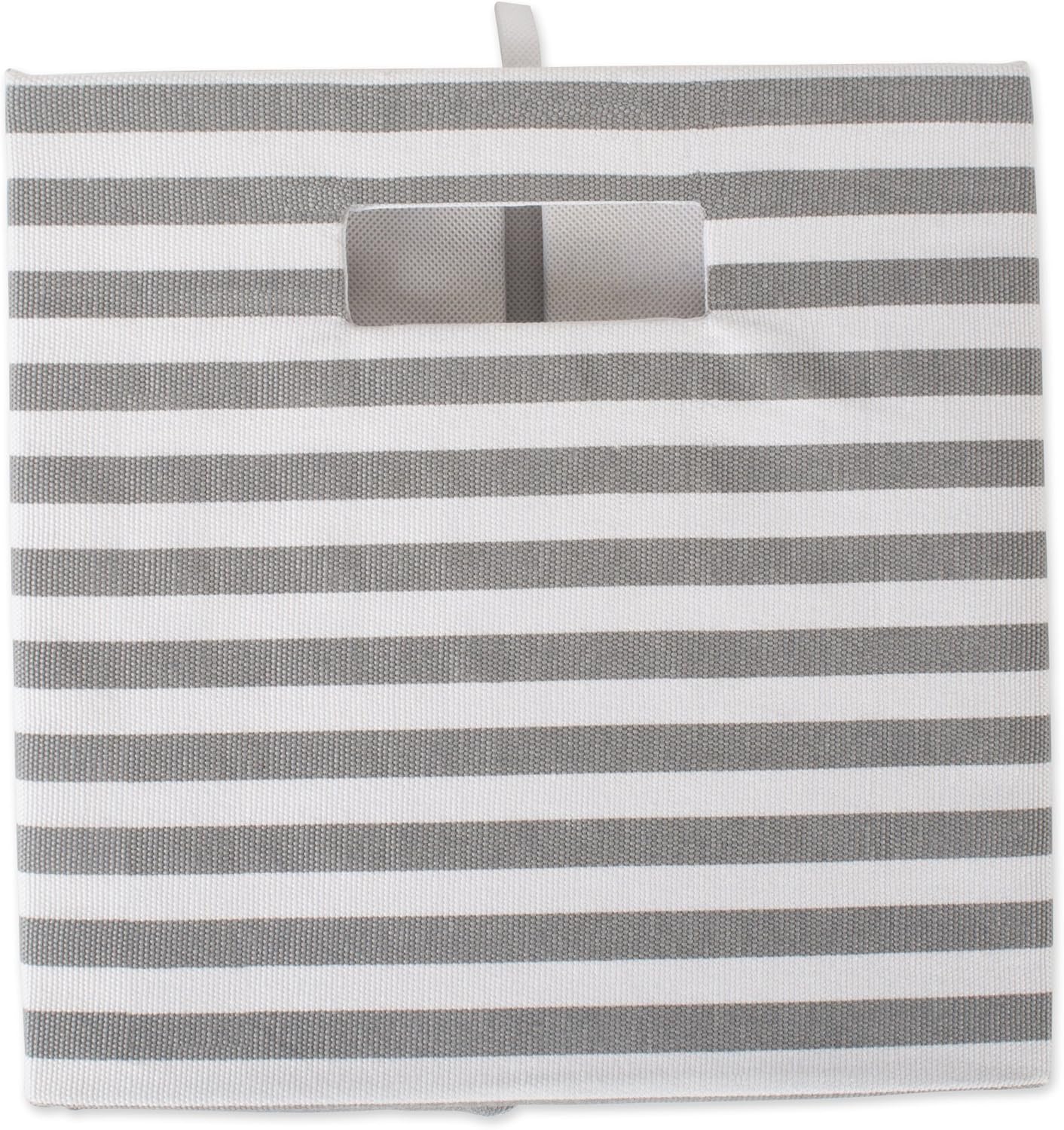 DII Collapsible Polyester Storage Cube, Pinstripe, Gray, Small