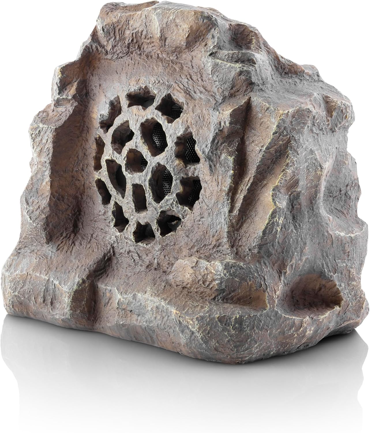 Alpine Corporation 11" Tall Waterproof Bluetooth Solar-Powered Wireless Rock Speaker with 50 Foot Range High-Fidelity Sound, and Portable Audio System, Gray