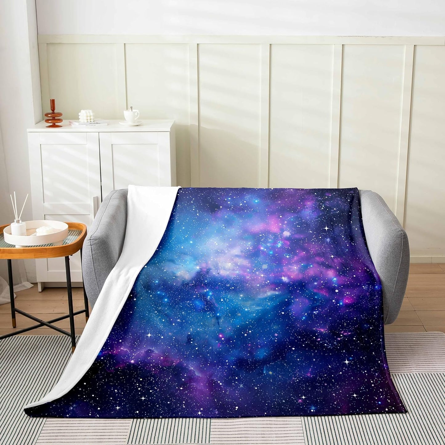 Galaxy Series Throw Blanket for Kids Boys Girls,Blue/Purple Out Space Nebula Fleece Blanket Lightweight,Universe Starry Sky Fuzzy Blanket Queen,Mystic Stars Space Flannel Blanket Bedroom Decor