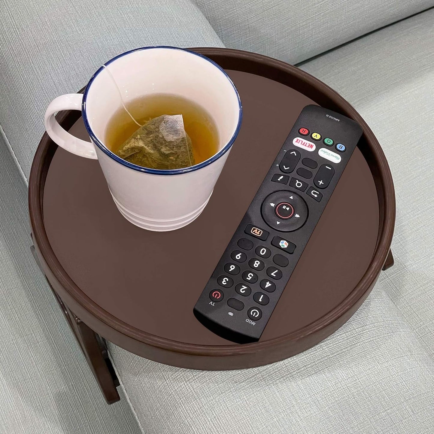NDL Sofa Armrest Clip Table – No-Slip Couch Tray for Drinks, Snacks, Remote, Gamepads, Adjustable Armchair Table for Living Room, Bedroom, Dorm – Fits Most Armrests