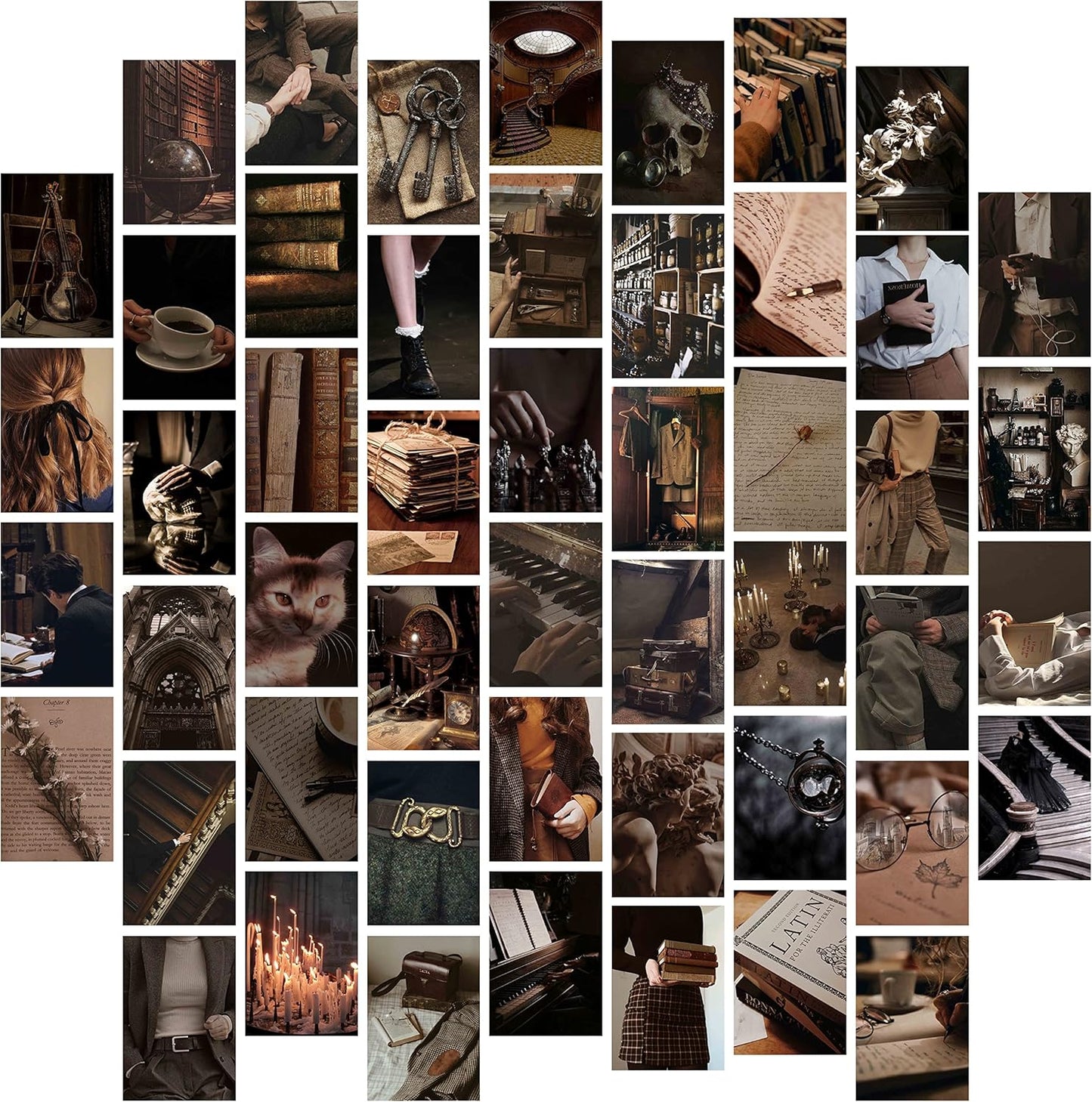 54PCS Dark Academia Wall Collage Kit – Vintage Aesthetic Posters for Room Decor, Gothic Home Decor, Retro Style Dark Academia Aesthetic, 4x6 inch Photo Collection for Bedroom, Dorm, and Study Room