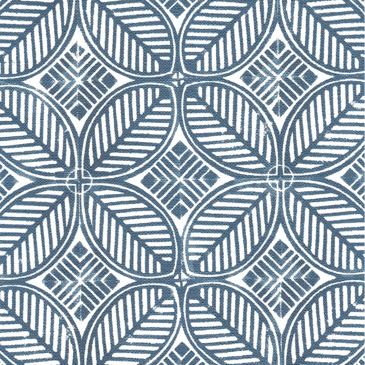 HomePop Upholstered Round Storage Ottoman|Homepop Home Décor|Upholstered Round Foot Rest Ottoman -Blue Indigo Print